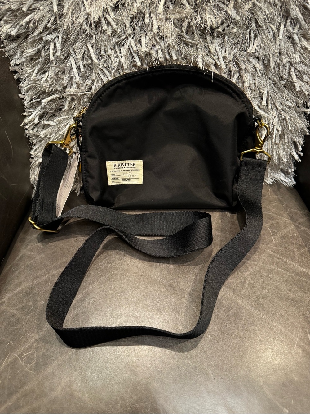 🆕 R. Riveter ‘Hopper’ Black Nylon Crossbody Bag with Adjustable Strap